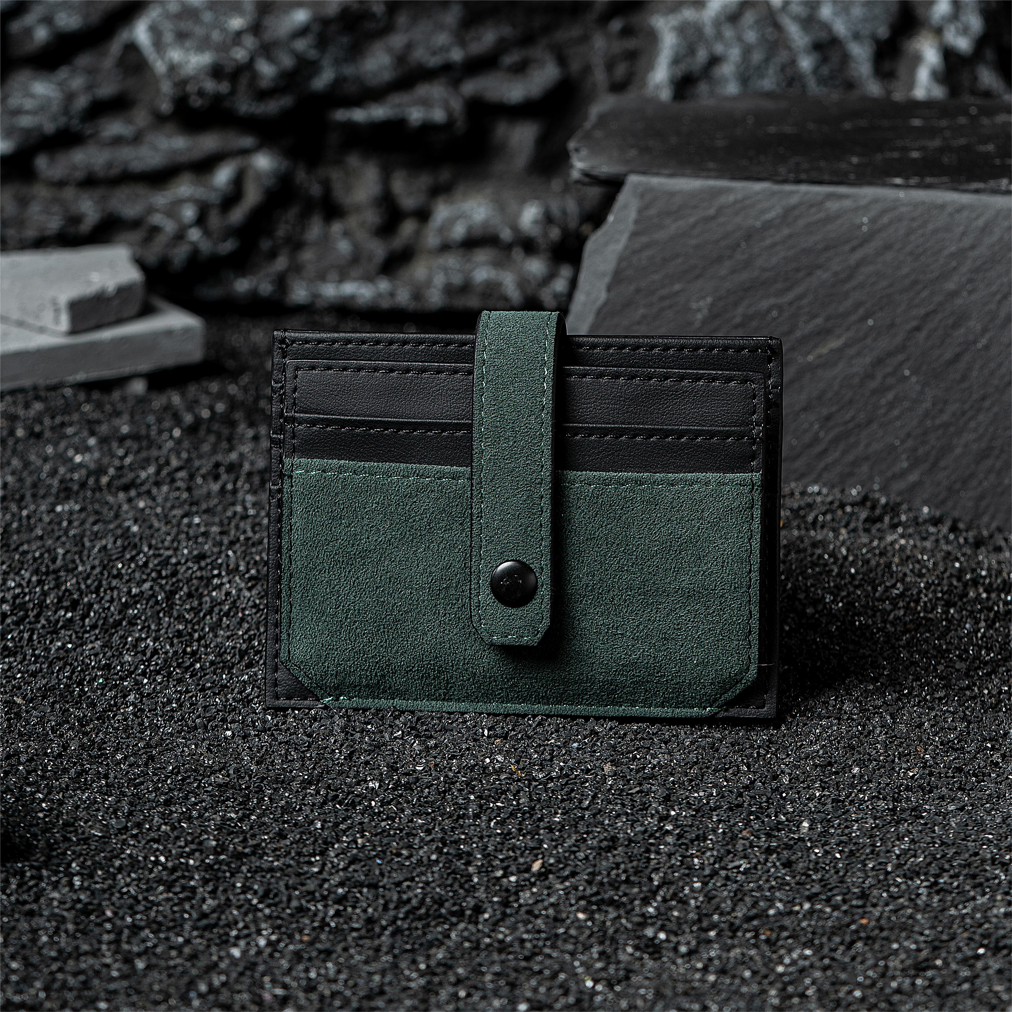 RFID-Blocking Alcantara Slim Wallet MVST#color_green