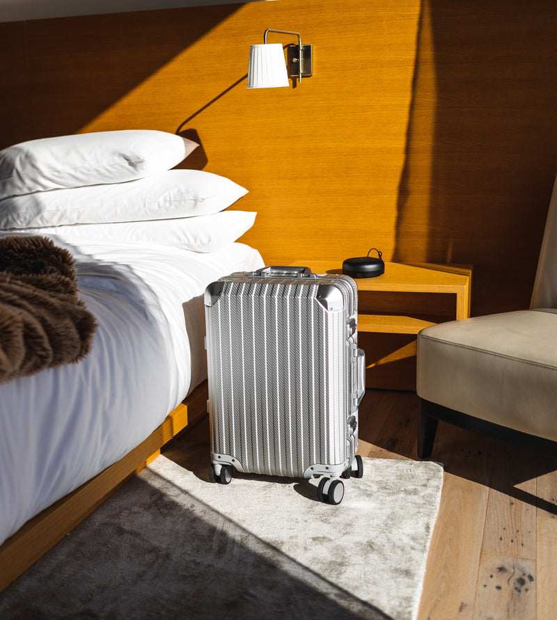 MVST Trek Aluminum Suitcase Gray, Medium 26.8” - Metal Hard Shell, Zipperless Luggage - 360° Spinner Wheels - TSA Locks - 5-Year Warranty